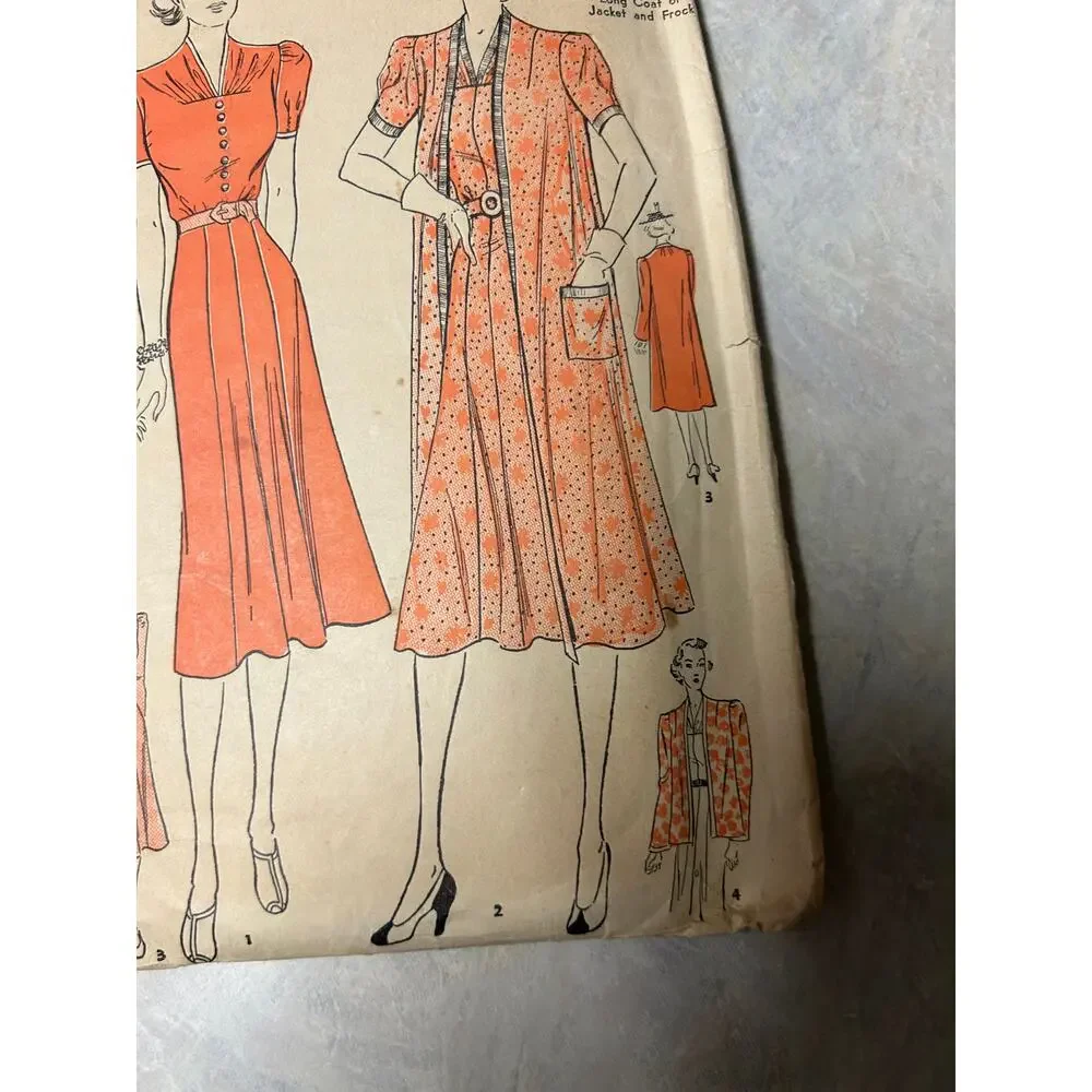 Vintage 1930's-40's Advance Pattern‎ #2101 Tea Frock and Bolero Size 16 HTF